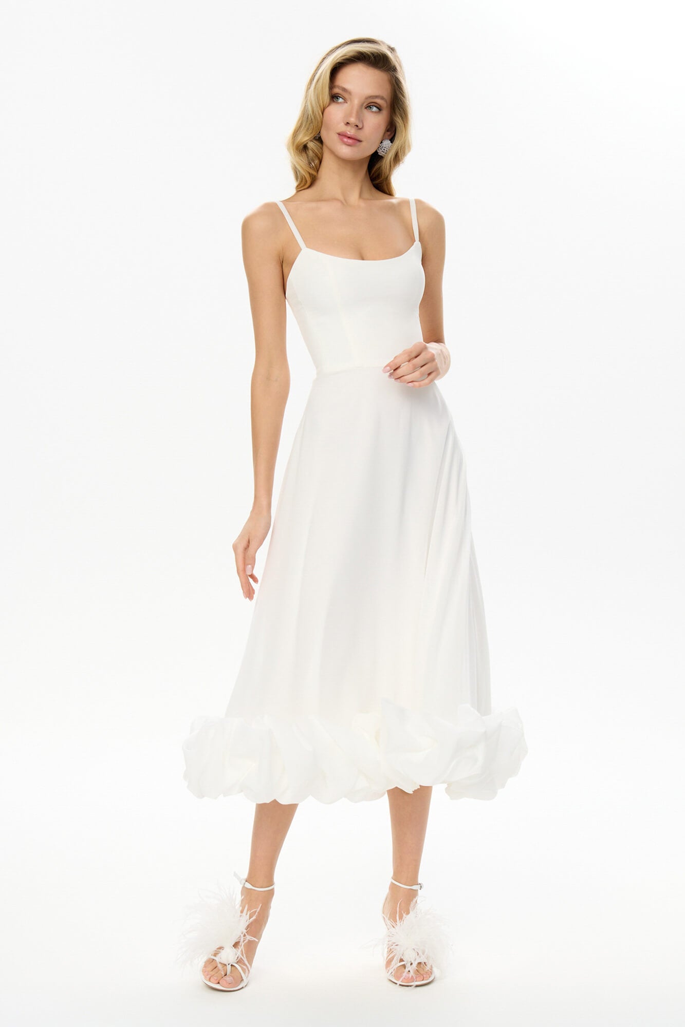Flounce Bustier Midi Dress