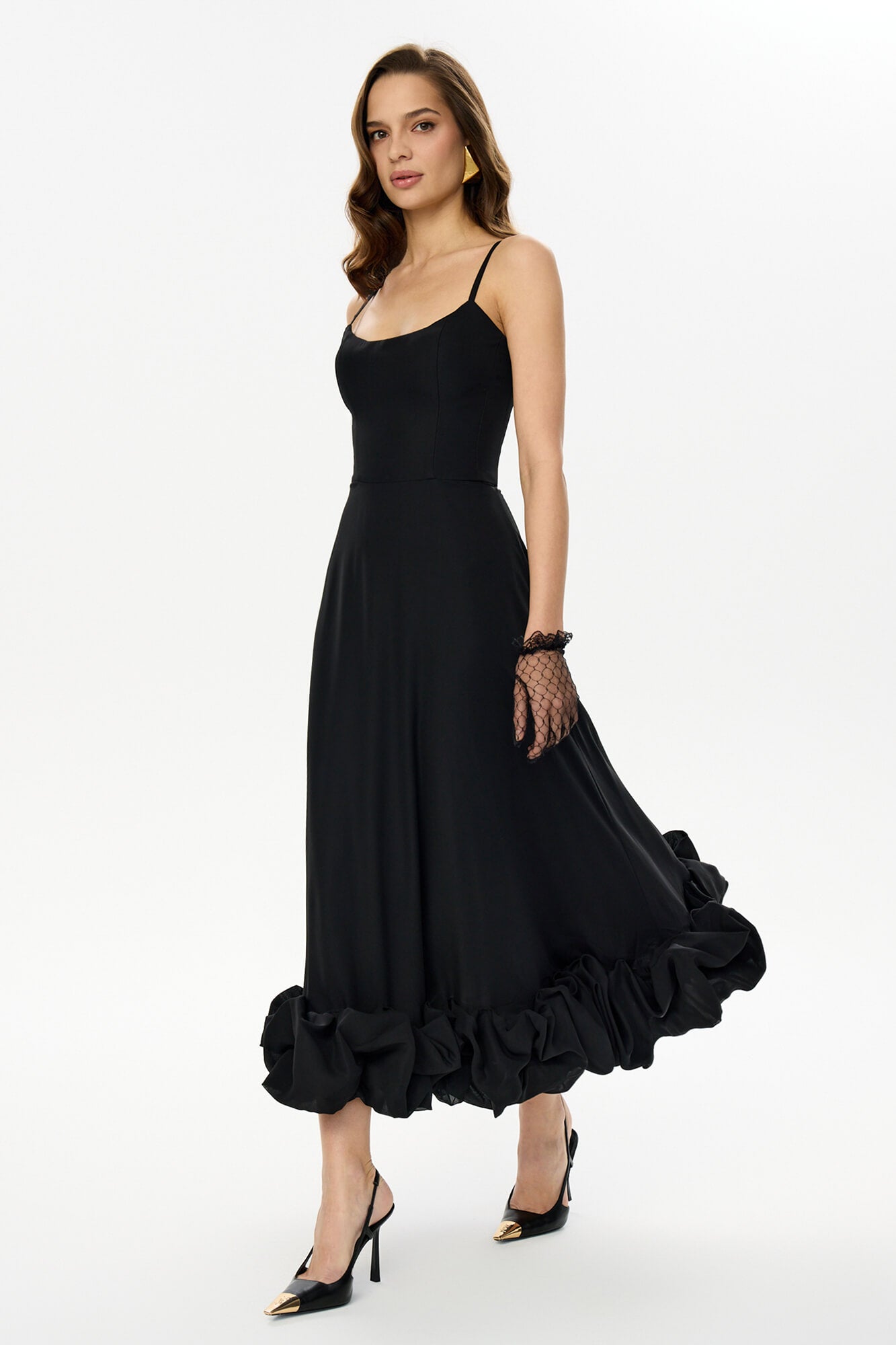 Flounce Bustier Midi Dress