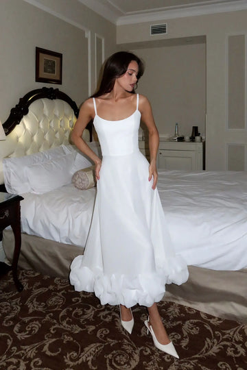 Flounce Bustier Midi Dress